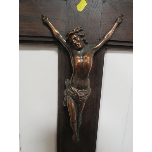 210 - A vintage metal Corpus Christie on wooden cross