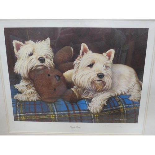 30 - A signed limited edition print of Westie dogs entitled 'Teddy Boys' by Nigel Hemmings, together with... 