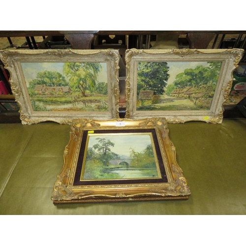 4 - Phyllis Morgans - a pair of impressionist oils on board 'Upper Slaughter' and 'Snowshill',together w... 