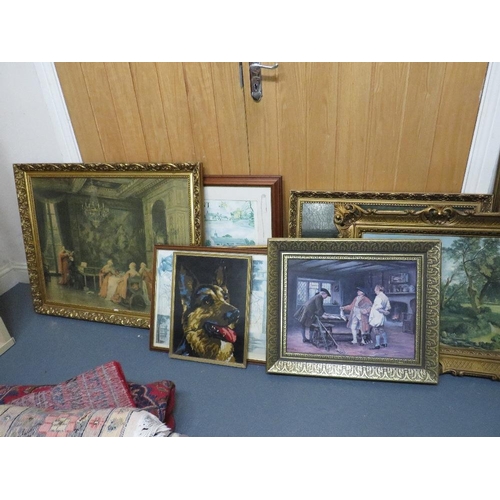 40 - A quantity of assorted gilt framed prints to include an Albrighton Hunt signed print