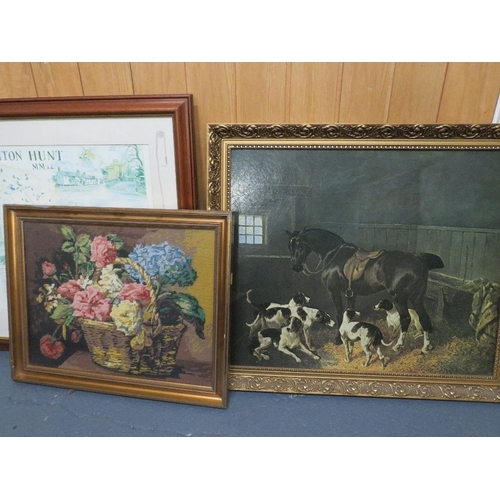 40 - A quantity of assorted gilt framed prints to include an Albrighton Hunt signed print