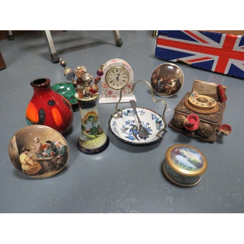 56 - A tray of assorted ceramics to include a small Poole pottery vase