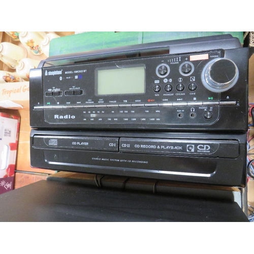 60 - A Panasonic mini music centre wtih a pair of matching Panasonic loud speakers and remote control tog... 