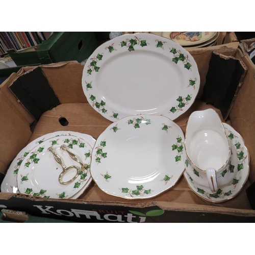 71 - Four trays of Colclough ivy pattern tea and dinnerware