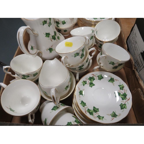 71 - Four trays of Colclough ivy pattern tea and dinnerware