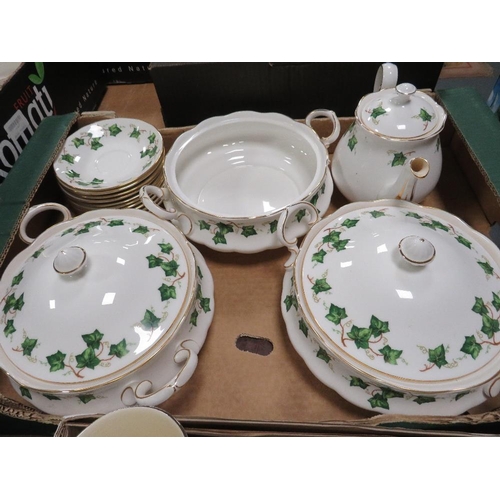 71 - Four trays of Colclough ivy pattern tea and dinnerware