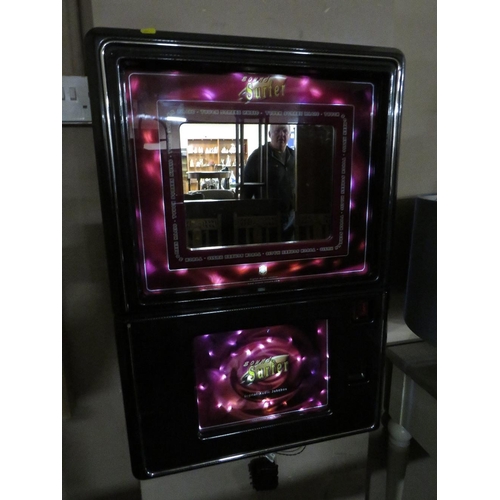 712 - An illuminated wall mounted 'Sound Surfer' juke box front panel repurposed as a mirror