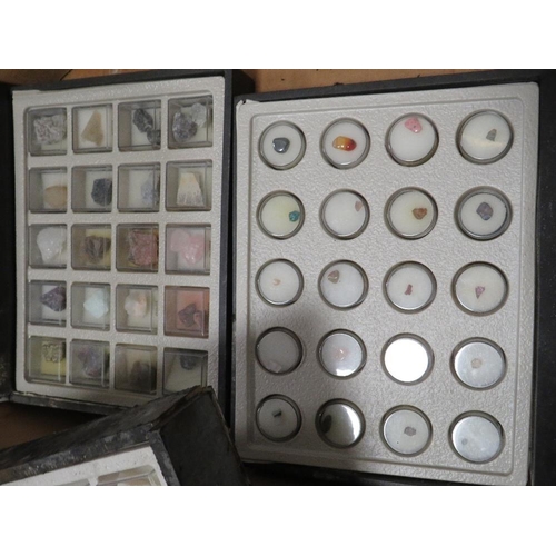 75 - Three trays of assorted gemstones, crystals, geological specimen examples etc