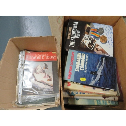 77 - Two boxes of assorted military books and magazines