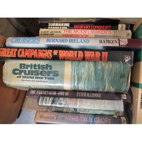 77 - Two boxes of assorted military books and magazines