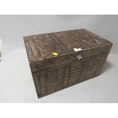 258 - A carved wooden storage box