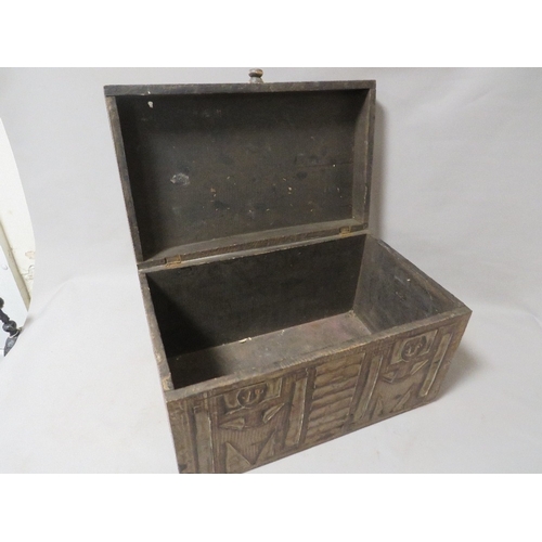 258 - A carved wooden storage box