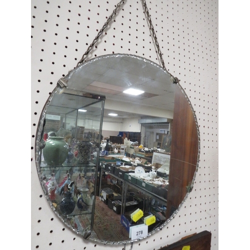 278 - A circular vintage scalloped edge wall mirror