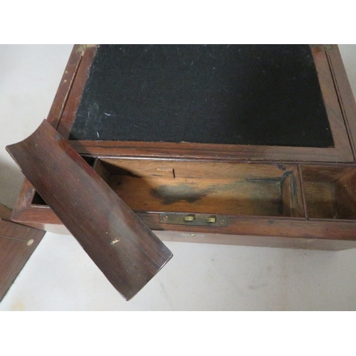 296 - An antique brass bound writing slope together with in inlaid wooden box (2)