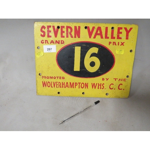 297 - A vintage wooden sign 'Severn Valley Grand Prix', promoted by The Wolverhampton W.H.S.C.C.