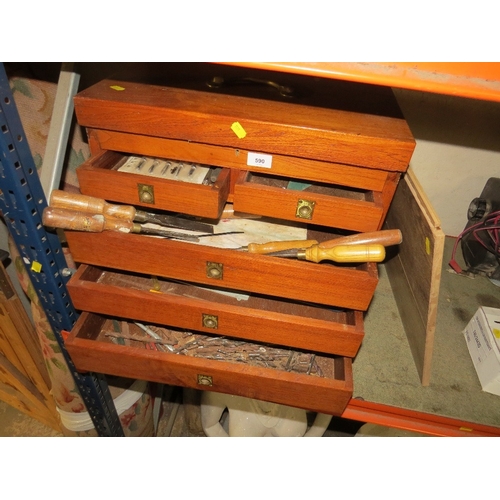 590 - An engineers tool box and contents