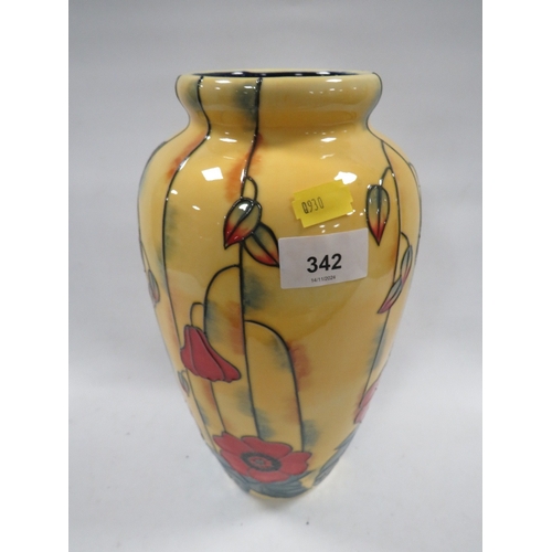 342 - A large Old Tuptonware vase decorated with poppies