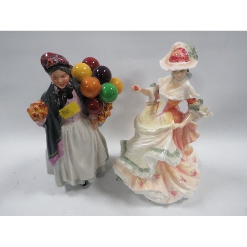 343 - A Royal Doulton figurine 'Biddy Penny Farthing', together with 'Rose' (2)