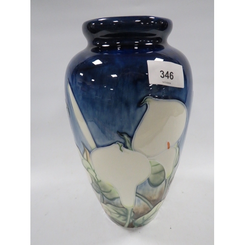 346 - A large Old Tuptonware vase decorated with cala lilies