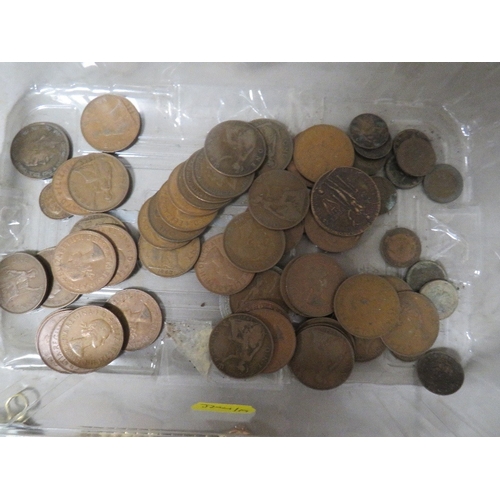 488 - A box of watches, coins and medals etc