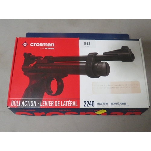 513 - A boxed Crosman air power 2240 bolt action pistol