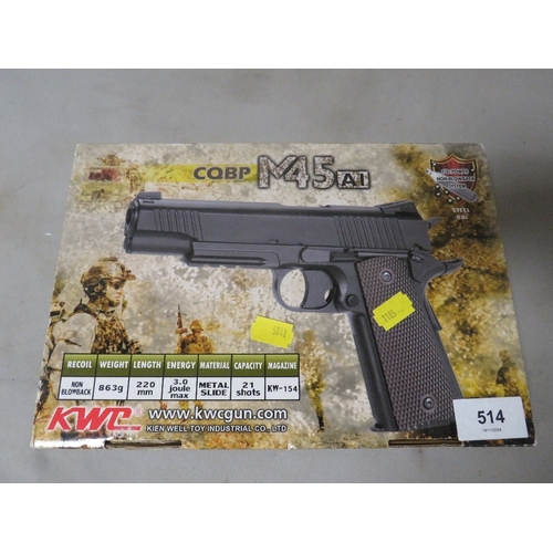 514 - A boxed Kwc CQBP M45A1 BB gun