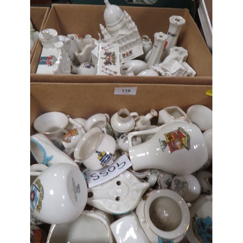 110 - Four small trays of assorted crested ware