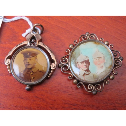 100 - FOUR WWI GERMAN SWEETHEART PHOTOGRAPHIC BROOCHES / PENDANTS, all depicting soldiers in uniform (4)