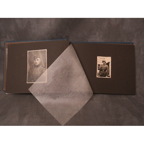 105 - A WW2 MILITARY INTEREST PHOTOGRAPH ALBUM, with general assault badge fixed to front cover, various i... 