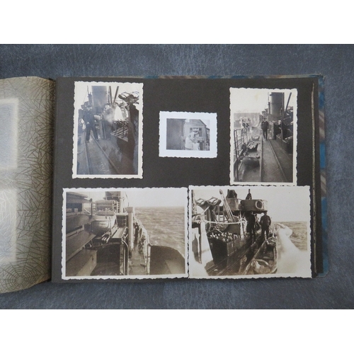 106 - A WW2 GERMAN KRIEGSMARINE INTEREST PHOTOGRAPH ALBUM, including images of sailors in uniform, U boat ... 