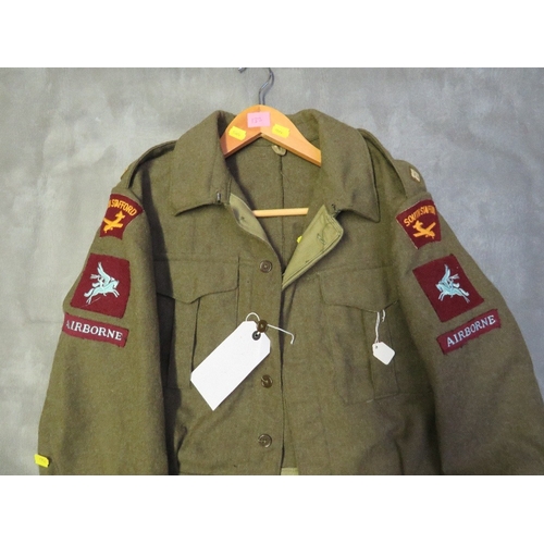 133 - A BRITISH ARMY BATTLE DRESS BLOUSE BADGED SOUTH STAFFORDSHIRE AIRBOURNE