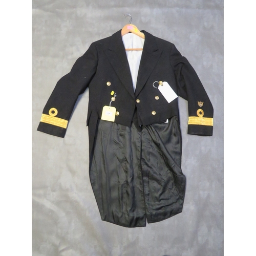 134 - A ROYAL NACY COMMANDERS TAILCOAT & WAISTCOAT, with bullion thread detail