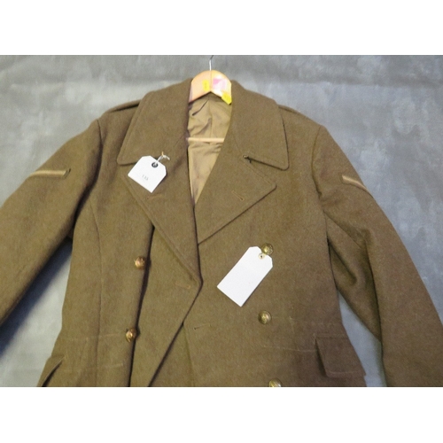 135 - A WW2 BRITISH ARMY GREAT COAT, size 8, dated 1943, buttons for Kings Own Scottish Borders