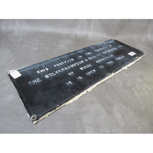 188 - A WOLVERHAMPTON & DUDLEY BREWERIES LTD., cast metal footpath sign