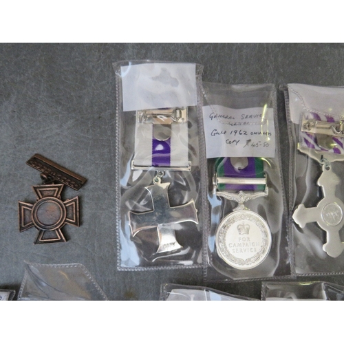 197 - A COLLECTION OF REPLICA MEDALS, to include gallantry and campaign types (10)