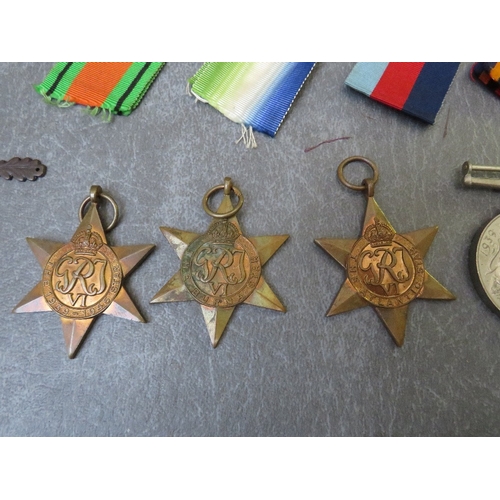 199 - WW2 MEDAL GROUP IN POSTAL BOX, 39-45 star, Atlantic star, Burma Star, Defence & War with mid oak lea... 