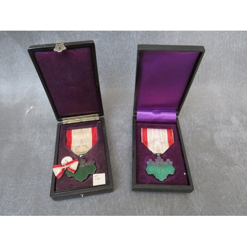 204 - TWO CASED JAPANESE ORDER OF THE RISING SUN 7TH CLASS (2)