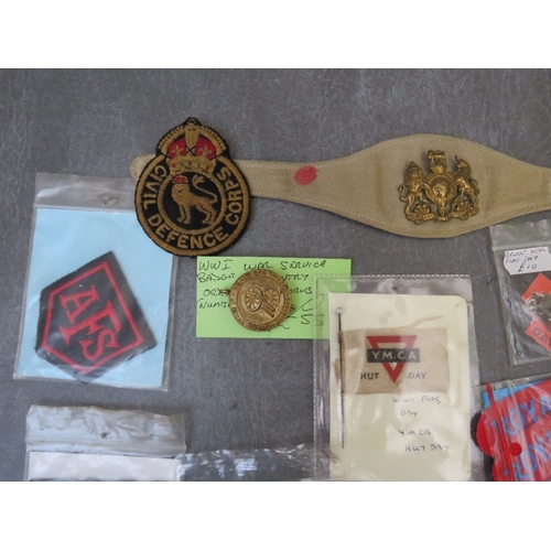 209 - A WWI SERVICE BADGE FOR COVENTRY ORDANANCE WORKS, a mid oak leaf 1st Army bar and various cloth badg... 