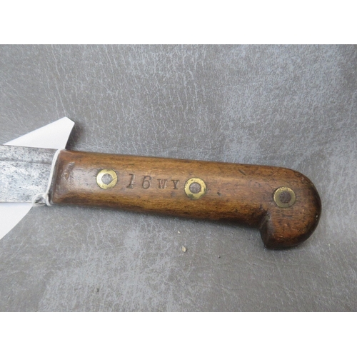 221 - A WWI MACHETE, marked for 16th West Yorks Regiment, with WD stamp