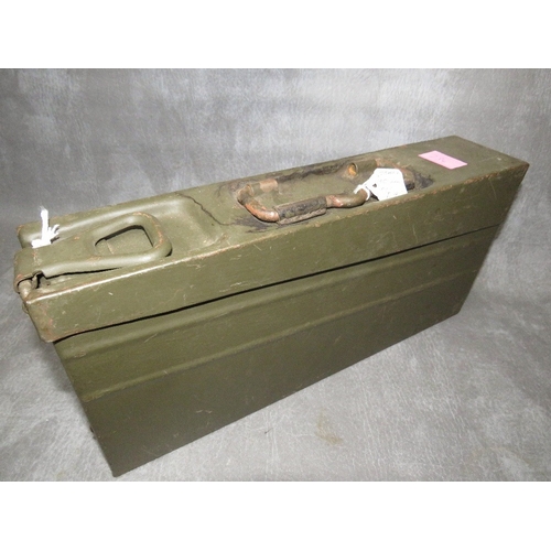 234 - TWO WWII GERMAN MACHINE GUN AMMO BOXES, and a US example