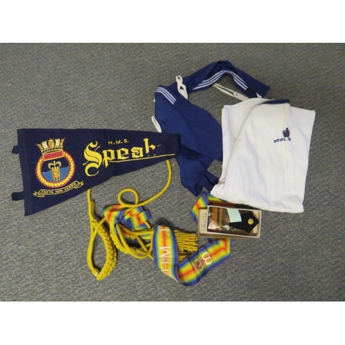 A ROYAL YACHT SHIRT, a HMS Speaker pennant, US navy shoulder board etc