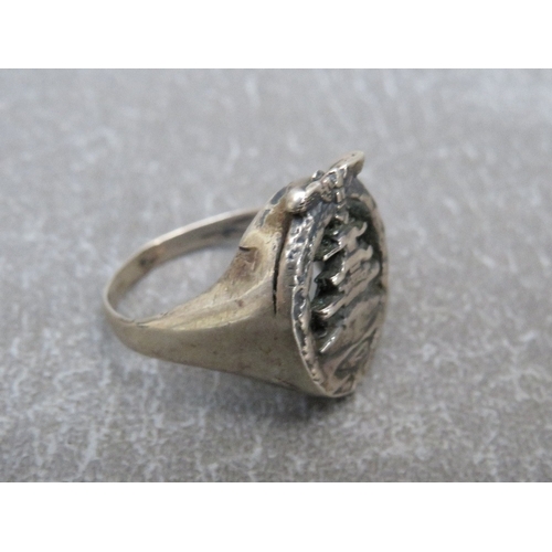 268 - A WW2 GERMAN KRIEGSMARINE WHITE METAL RING, marked 800