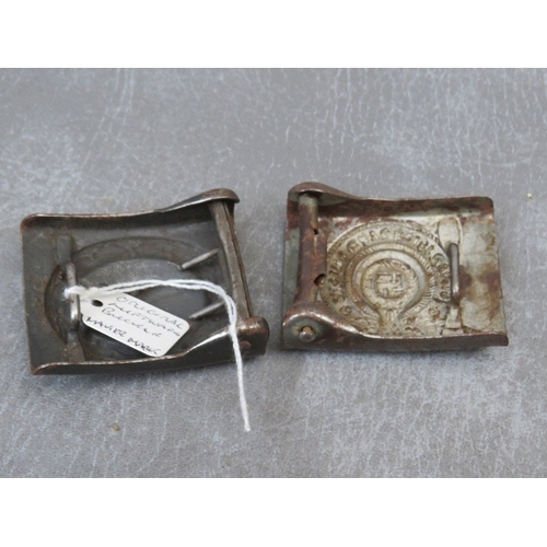 277 - A WW2 LUFTWAFFE STEEL BUCKLE ALONG WITH AN SS TYPE (The later possible a copy) (2)