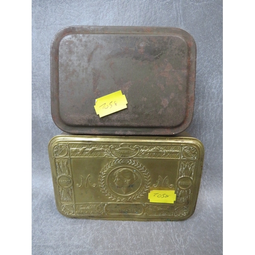 296 - A WW1 1914 PRINCESS MARY GIFT TIN, a WW2 era aluminium cigarette case engraved with a map of Africa ... 