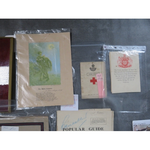 300 - A SMALL FRAME OF ARP DOCUMENTS, and a collection of military interest ephemera booklets, to include ... 