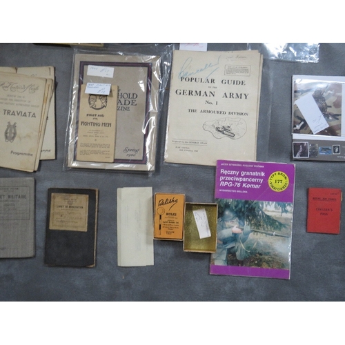 300 - A SMALL FRAME OF ARP DOCUMENTS, and a collection of military interest ephemera booklets, to include ... 