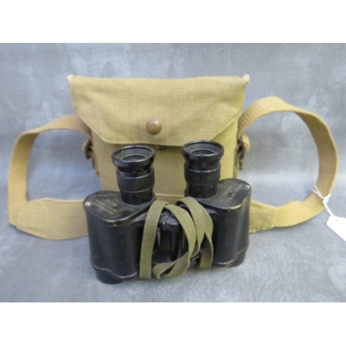 316 - WW2 1943 DATED KERSHAW BINOCULARS, prism No. 2 MkII, in canvas case with strap