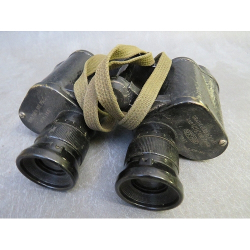 316 - WW2 1943 DATED KERSHAW BINOCULARS, prism No. 2 MkII, in canvas case with strap