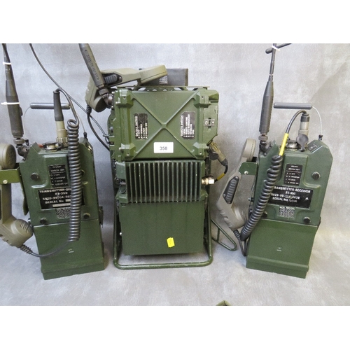 358 - A COLLECTION OF MILITARY RADIO EQUIPMENT, consisting of a back pack model 5820-99-795-3356, a trench... 