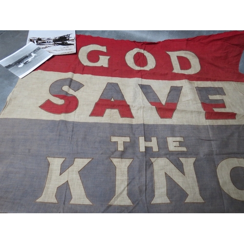 256 - AN EARLY 20TH CENTURY 'GOD SAVE THE KING' RED WHITE & BLUE FLAG, (possible for victory celebrations)... 